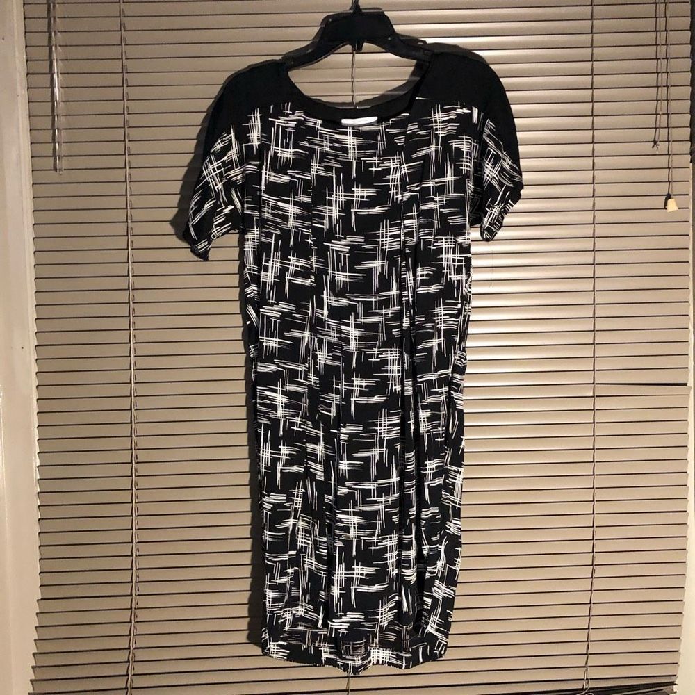 Veronika Maine Black and White Abstract Dress Size Small